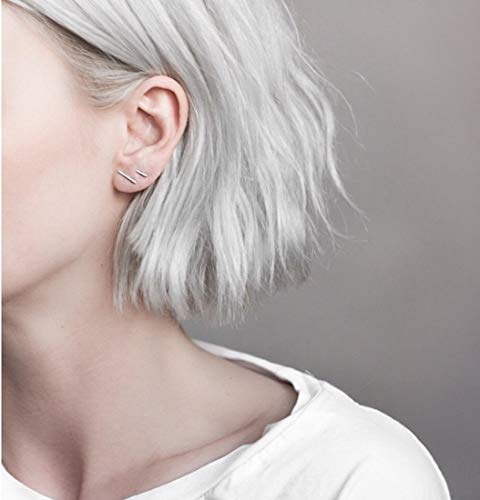 SLUYNZ 925 Sterling Silver Bar Studs Earrings Set for Women Two Pairs of Square Flat Bar Earrings Studs4