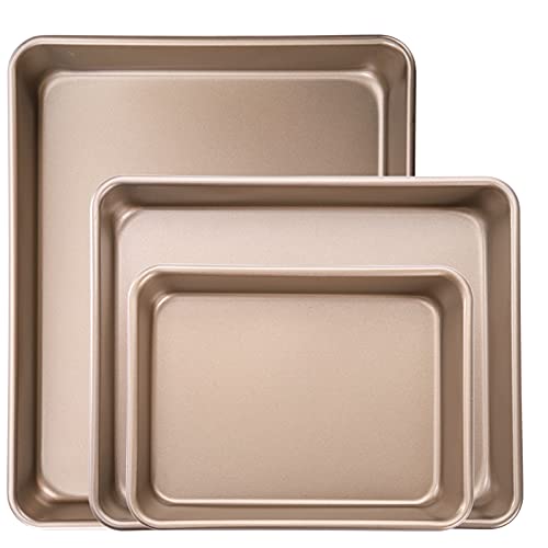 Dicunoy Set Of 3 Deep Baking Pans Set, Nonstick Rectangle Cake Baking Sheet For Oven, Bakeware Bread Pans, Heavy Duty Carbon Steel Bread Tray, Bake Mold Turkey Roasting Pan ( 9,11,13 Inch ) #TOP3