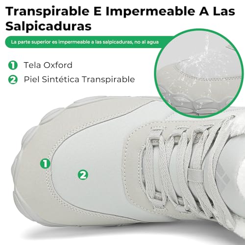Miniatura 4 de Mishansha Botas Hombre Invierno Barefoot Botas De Nieve Antideslizante Botines Invierno Forradas Cálidas Zapatos Minimalistas, Verde Claro Gr.41