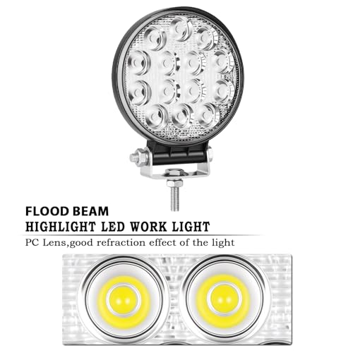 Miniatura 3 de Willpower 2 Unidades De Luces Led De 4 Pulgadas Y 42 W, Luces De Conducción Todoterreno, 12 V, 24 V, Impermeables, Luz De Trabajo Led Para Camión, Tractor, Coche, 4 X 4, Atv, Utv, Suv, Barco