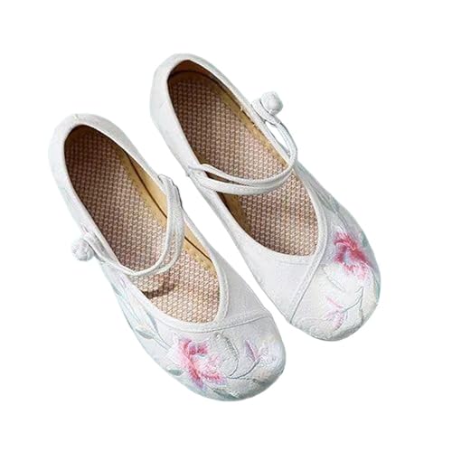 Ballerines brodées en toile blanche pointure 39.5 pour femme
