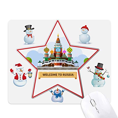 Tapis de souris Noël antidérapant motif cathédrale et bonhomme de neige