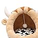 ＫＬＫＣＭＳ Cute Cat Bed, Dog House Sleeping Bed Dog Nest with Washable Cushion Cozy Nonslip Bottom Decorative Kennel with Ball Shelter for Cats Puppy, Cow, S