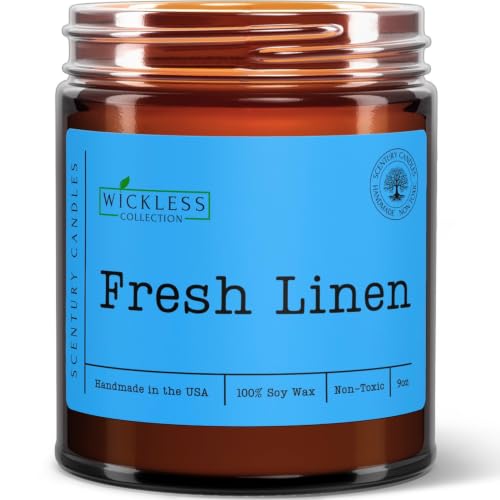 Wickless Linen Scented Candles for Candle Warmer Lamp, Many Scents to Choose, Flameless Non-Toxic Soy Wax, Birthday Gift Candle for Women or Men, Odor Eliminating, Handmade in The USA (Fresh Linen)