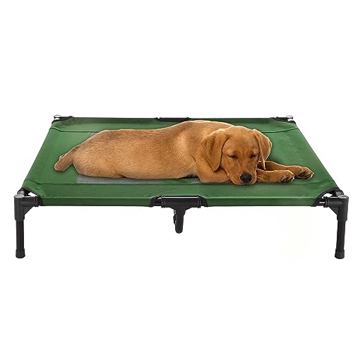 Elevated Dog Bed – 36x29.75 Portable Bed for Pets with Non-Slip Feet – Indoor/Outdoor Dog Cot or Puppy Bed for Pets up to 80lbs by Petmaker (Green) by PETMAKER - Used condition - US$19.20