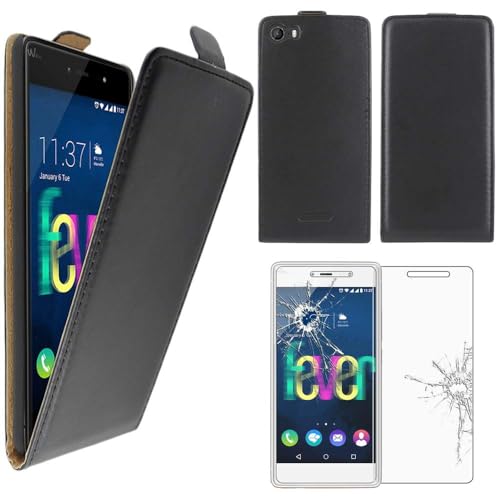 ebestStar - Coque Compatible avec Wiko Fever SE Special Edition Etui Housse PU Cuir Rabat Ultra Fin (Ultra Slim Case), Noir +Film Verre Trempé [NB: Lire...