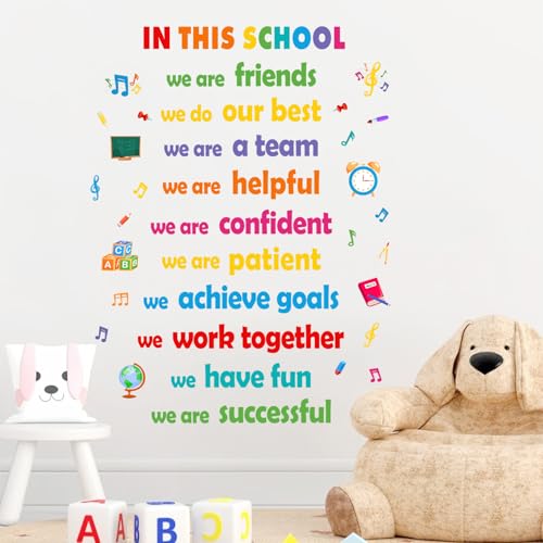 IARTTOP Positive Affirmations in This School Stair Wall Sticker Confident Inspirational Quote Teamwork Classroom Wall Decals Education Motivational Saying Sticker Decor for School Staircase Preschool