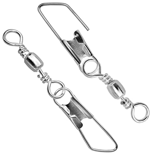 NewShot Fishing Barrel Swivels, High-Strength Safty Snaps Connector Clips Solid Rings for Freshwater Saltwater Bass Carp Fishing (2A (Pack of 20, 19lb))
