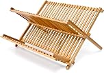 HOMION Dish Drainer Drying Rack Folding 2 Tier Drainer Dish Drying Rack Plates Holder Set Engineered Wood X-shape Easily Foldable Compact and Space Saving Tidy Plates
