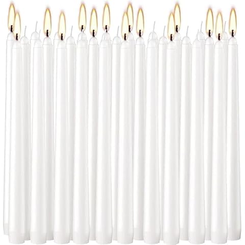 Taper Candles 10 inch Dripless - Set of 30 White Unscented and Smokeless -Paraffin Wax with Cotton Wicks-for Birthdays Weddings Holiday Emergency,8 Hours Burning (30pack) Cover