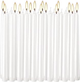 Taper Candles 10 inch Dripless - Set of 30 White Unscented and Smokeless -Paraffin Wax with Cotton Wicks-for Birthdays Weddings Holiday Emergency,8 Hours Burning (30pack)