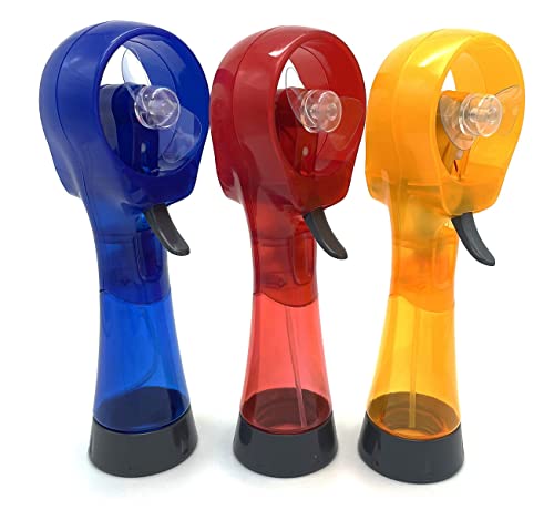 CEBUY Handheld Water Misting Fan 3 Pack (Blue/Red/Yellow) by CEBUY - Used condition - US$20.97
