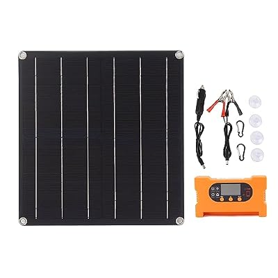 Omabeta 25W 18V Solar Panel Kit, Monocrystalline Solar Panel Battery Free Direct Drive 100A Controller with Overcharge Protection for Lighting