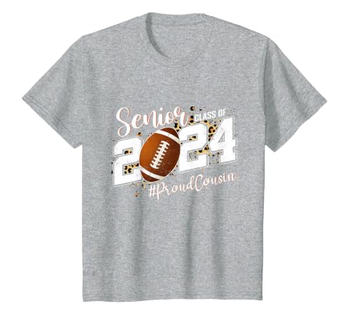 Proud Cousin of A 2024 Senior Football Graduate Class 2024 T-Shirt, Youth, Heather Grey, X-Small