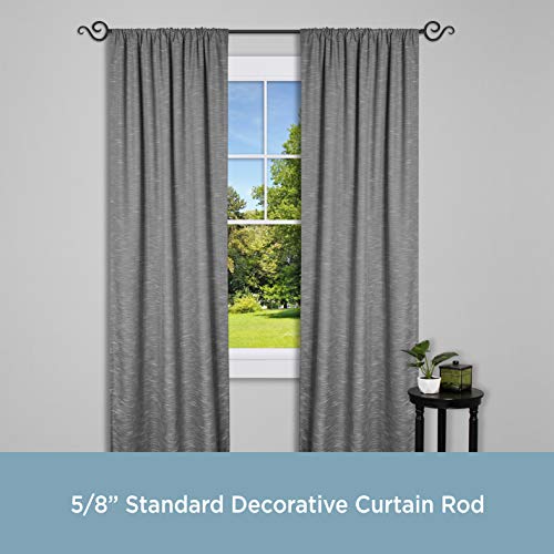 Kenney Scroll Hook Standard Decorative Window Curtain Rod, 48 To 84-Inch, Black #TOP1