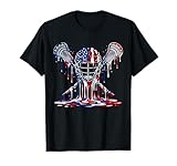Lacrosse Drip American Flag Lax Helmet Sticks 4th of July T-Shirt