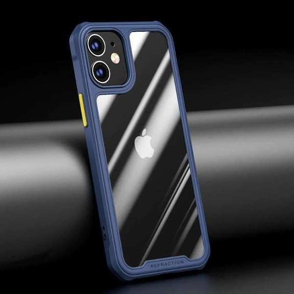 Image of MILLION CASES Back Cover Case for iPhone 12 Mini Shockproof Protective Durable Shockproof Refraction Fiber Transparent Case for Men & Boys(Blue)