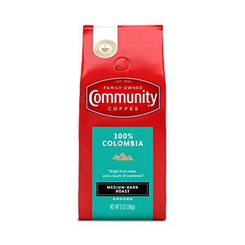 Image of Community Coffee 100% Colombia 72 Ounce, Medium Dark Roast Ground Coffee, 12 Ounce (Pack of 6)