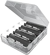LCLEBM 3600mAh Flat Top 3.7V 30A Rechargeable Battery with Single Bay USB Charger and Storage Hol...