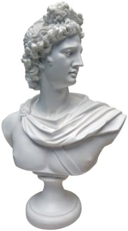 Design Toscano PD72520 Apollo Belvedere Bust Statue, 30 cm, Bonded Marble Polyresin, White
