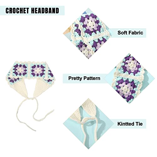 Molans 2Pcs Crochet Hair Bandanas Women Knitted Hairbands Floral Headscarf For Women Girls #TOP2