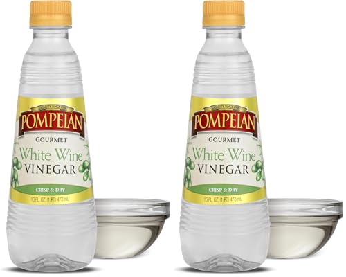 Pompeian Gourmet White Wine Vinegar, Bright & Fresh Flavor, Perfect for Salad Dressings, Shellfish & Sauces, 16 FL. OZ. (Pack of 2)