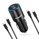 USB C Super Fast Car Charger, 60W 2-Port Fast Charging Adapter Plug + Type C to C Cable 2 Pack for S