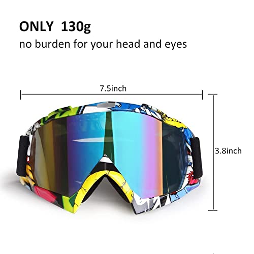 Motorcycle Goggles Atv Goggles Motocross Goggles Dirt Bike Goggles Outdoor Riding Goggles Powersports Goggles Youth Goggles Racing Goggles Uv400 Anti-Scratch Dustproof Goggle Color Lens（Yellow） #TOP3
