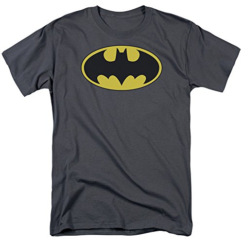 DC Comics Men's Batman Classic Bat Logo T-Shirt, Charcoal, X-Large