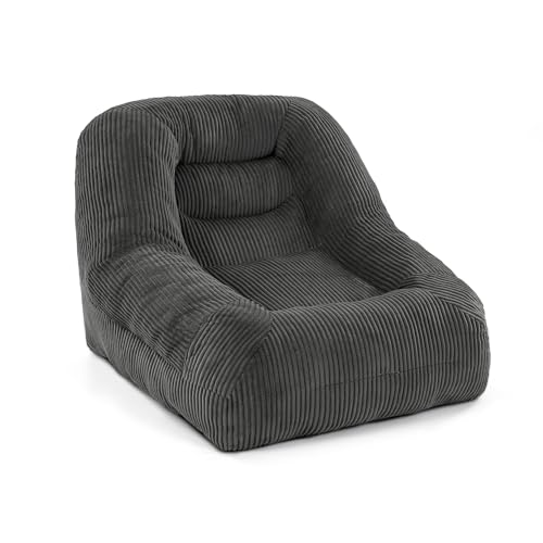Pamapic Sitzsack, Sitzsack Erwachsene mit Füllung, Bean Bag Chair mit Neigefunktion nach Hinten, Ergonomisches Bean Bag, Indoor Sitzsäcke Stuhl für Wohnzimmer, Schlafzimmer, Spielzimmer, Grau