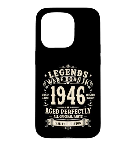 80�� �a���� �v���[���g [�j��/����] Vintage 1946�N1946�N���܂� ���g���f�U�C���u�����h �X�}�z�P�[�X iPhone 15 Pro �p