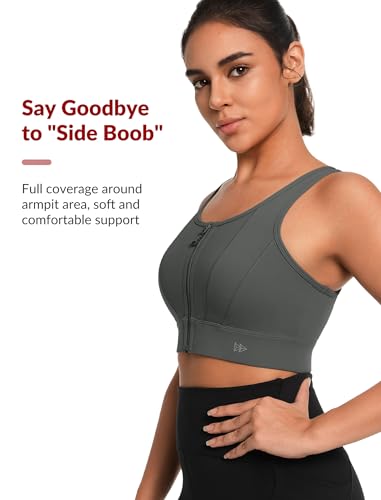 Image of Yvette Front Closure High Impact Sports Bra for Women | Cup Sizes A to DDD Up to 5XL, Sewn in Pads, No Underwire, Breathable Fabric Moisture-Wicking, Easy on and off, Full Coverage