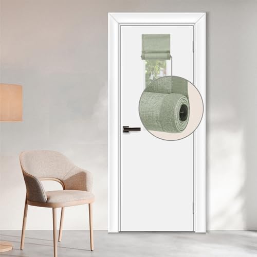WdFour 100% Blackout Classroom Door Curtains - UV Protection & Privacy, Easy-to-Install Roller Blinds for Windows(14Wx42L,Sage Green,1 Piece)