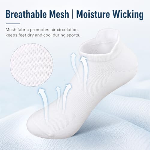 Image of Ankle Socks for Women Thin Breathable Mesh Athletic Socks, Moisture Wicking Low Cut Heel Tab, 6 Pairs
