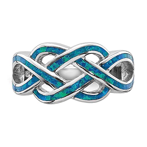 Ice Carats 925 Sterling Silver Lab Created Blue Opal Inlay Celtic Knot Ring Claddagh Fine Jewelry For Women Gifts For Her #TOP3