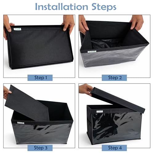 Image of JD Fresh Foldable Cloth Cover Storage Box With Lid /Wardrobe Clothes Organizer /Storage Basket /Space Saving Storage /Collapsible Clothes Organizer /Cupboard Storage Box for Shirts, Pants (Black Pack of 6)