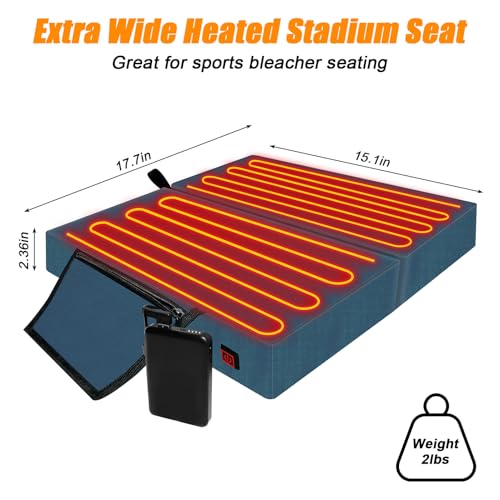 Tepoal Extra Wide Heated Stadium Seats For Bleachers With 10000Mah Battery Pack, Portable Heated Seat Cushion With 3 Level Heat Setting thumb #3