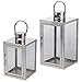 Produktbild bremermann Edelstahllaternen, 2er-Set Dekolaternen tragbar, Henkel ca. 35,5/25 cm
