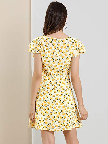 Allegra K Floral Ruffled Sleeve Square Neck Dress #TOP30