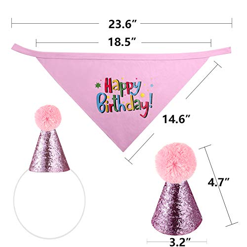 Blaoicni Dog Birthday Bandana Hat Scarf Party Supplies (Pink-Girl) - Image 4