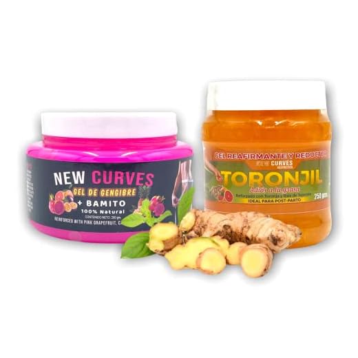 New Curves - Kit Reductor Baja Tallas | 2 Gels (8.8 oz Each) | Curves Gel with Jinger, Pitaya,Grapefuit + Gel Toronjil | Lemon Balm Root Gel | Con Raiz De Tejocote. 100% All Natural.