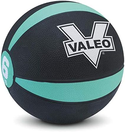 Valeo -Pound Medicine Ball with Sturdy Rubber Construction and Textured Finish, Weight Ball Includes Exercise Wall Chart for Strength Training, Plyometric Training, Balance Training and Muscle Build