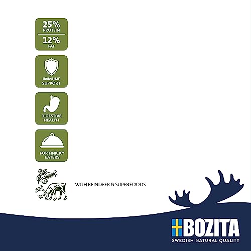 Bozita Hundefutter Original Adult Flavour Plus Rentier – 3 kg weizenfreis Trockenfutter für übergewichtige Hunde oder Hunde mit geringerem Aktivitätsniveau – Ausgewogene & kalorienbewusste Ernährung