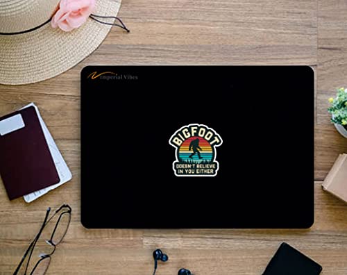 Imperial Vibes |Bigfoot Doesn't Believe In You Either Sticker Sasquatch Rock On Bumper Sticker Decal Car Truck Van Suv Window Wall Cup Laptop Tumbler 2 Pack 3 X 3 Inches - Imp 033 #TOP5
