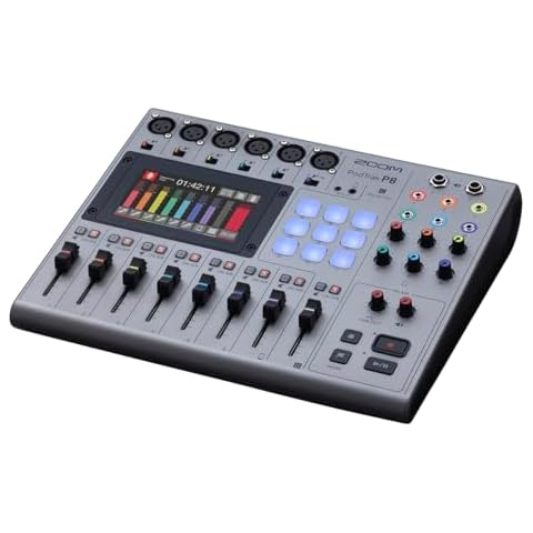Zoom PodTrak P8 Podcast Recorder, 6 Microphone Inputs, 6 Headphone Outputs, Phone Input, Sound Pads, Onboard Editing, Record to SD card, USB Audio Interface, Battery Powered Cover
