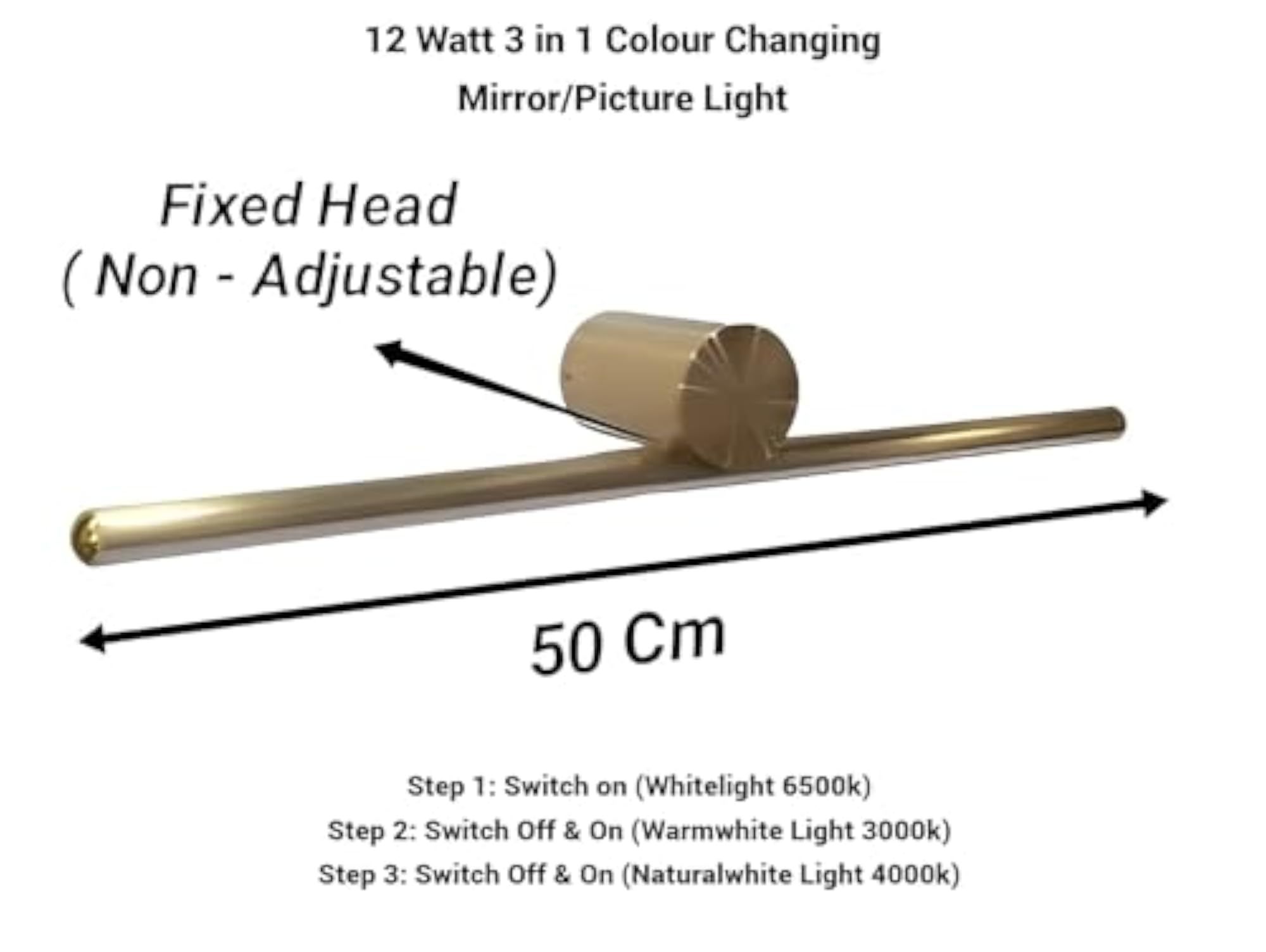 12 Watt Luxurious Gold Modern LED Picture Light with 3 Step Light Mode