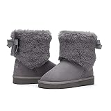 Weestep Girls Toddler Little Kid Warm Fur Winter Ankle Flat Snow Boot(1 Little Kid, Fur Grey)