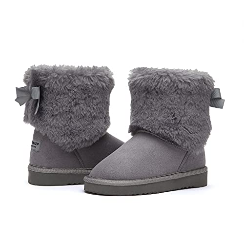 Weestep Girls Toddler Little Kid Warm Fur Winter Ankle Flat Snow Boot(1 Little Kid, Fur Grey) #TOP17