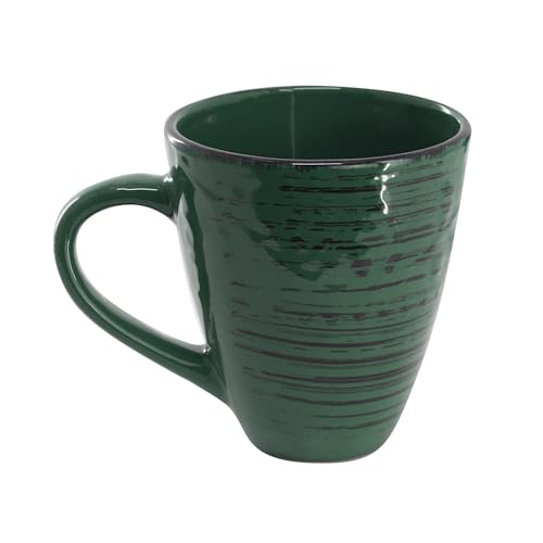 Elama Malibu Sea Glass 16-Piece Stoneware Embossed Pattern Reactive Glaze Dark Green Dinnerware Set, Tableware, Serveware Set (Sea Glass Green) by Elama - Image 5