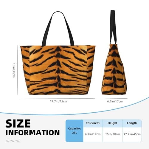 Tiger Skin Print Large Capacity Beach Tote Bag for Women, Waterproof Beach Travel Bag3
